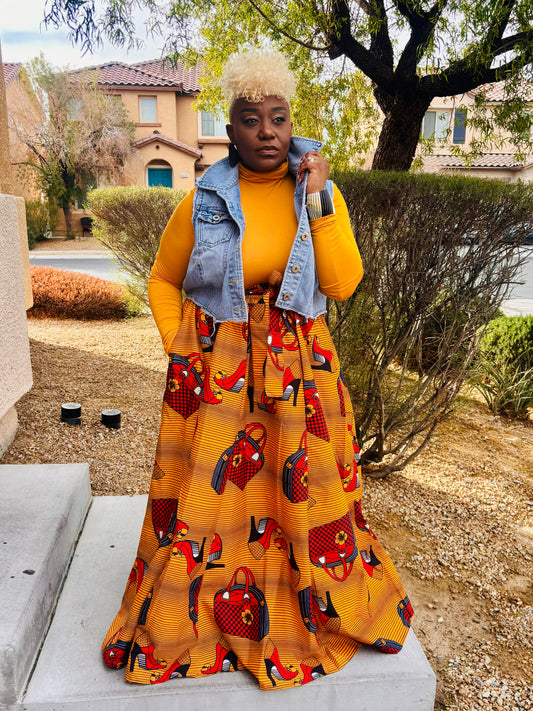 Made Different African Skirt With Head Wrap