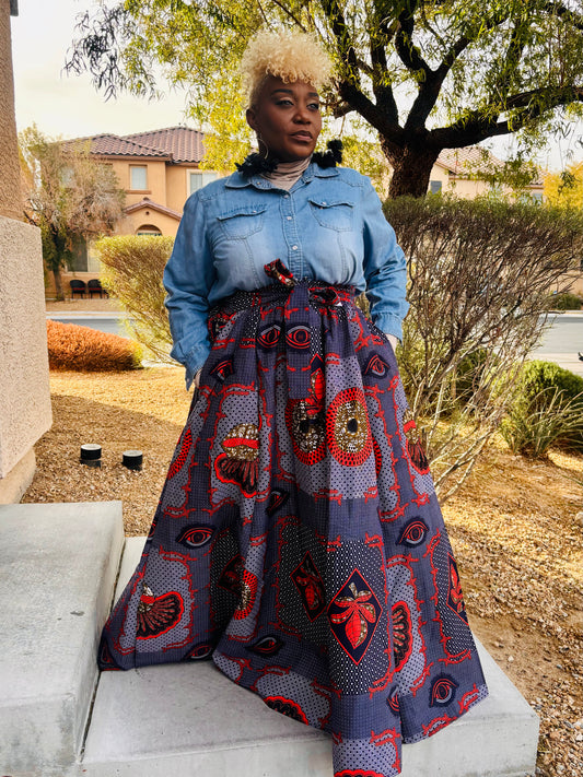 Eye Catching African Skirt With Head Wrap