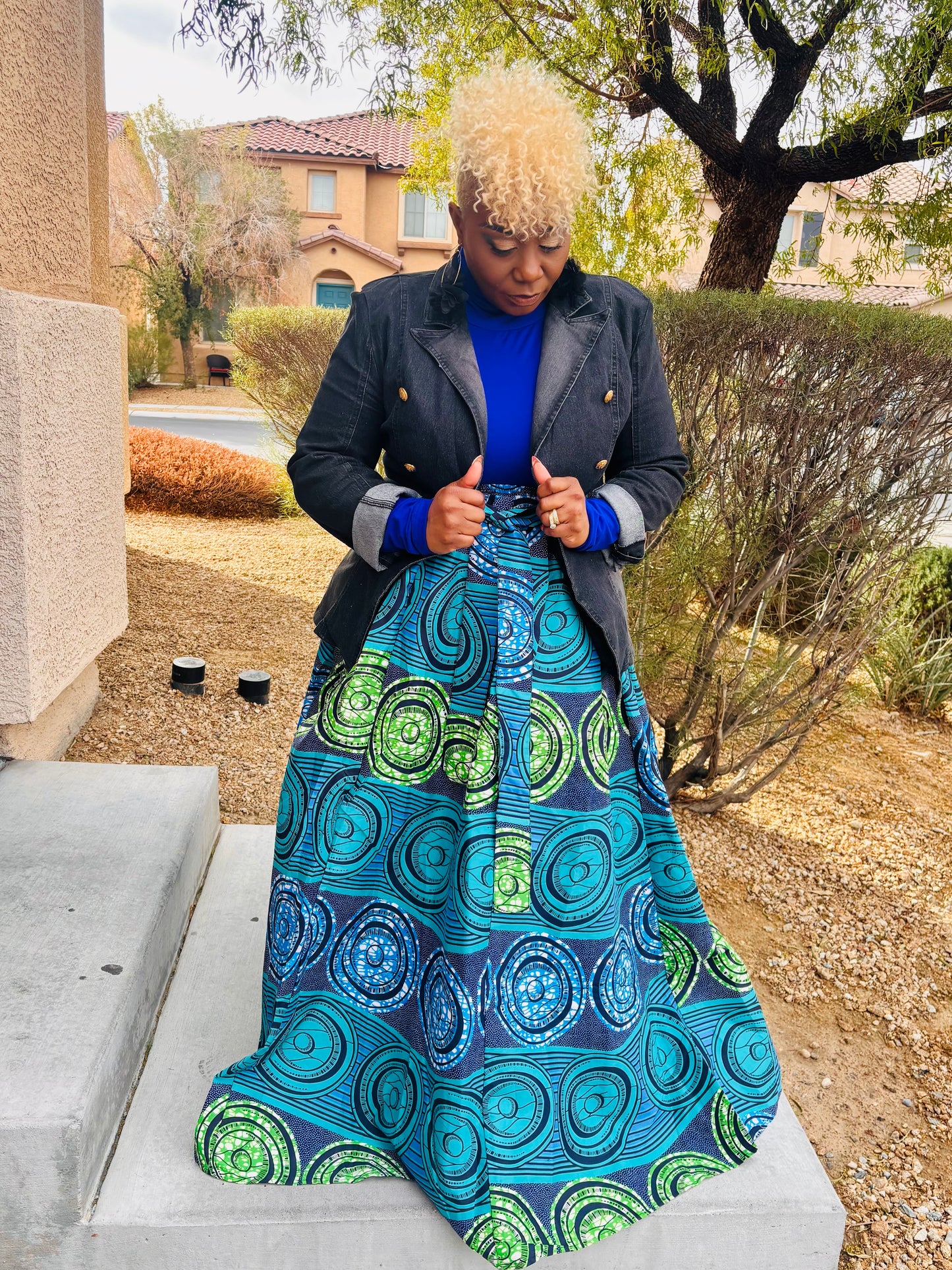 Keep It In The Circle African Skirt With Head Wrap