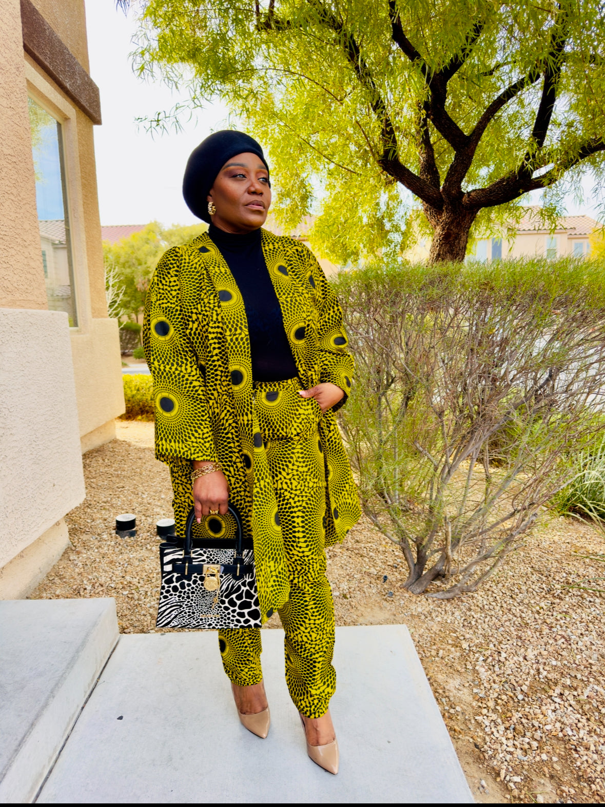 BLACK/YELLOW 2PC AFRICAN PANTS SET