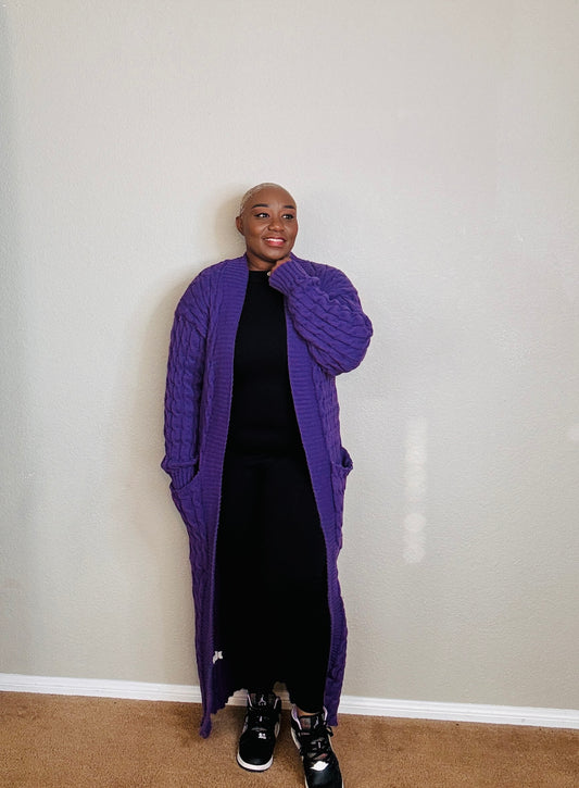 PURPLE OVERSIZE CARDIGAN