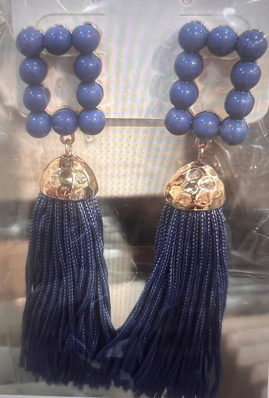 BLUE PEARL FRINGE EARRINGS