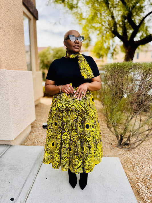 YELLOW SHORT AFRICAN SKIRT (PURSE)