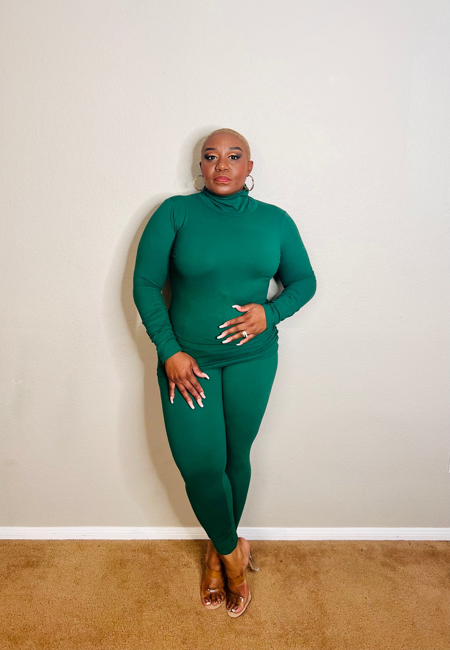 Green Mock Neck Lounge Set