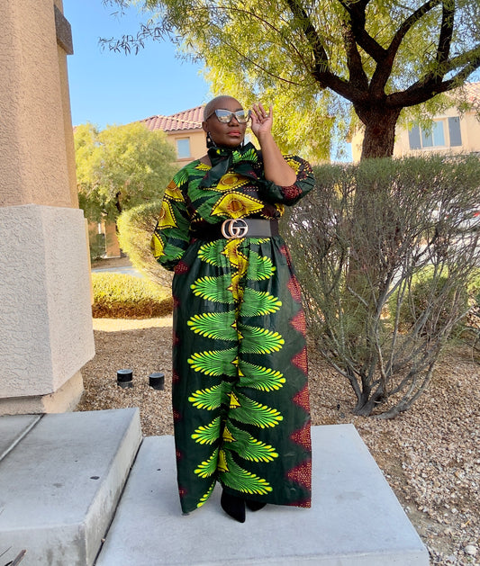 ADIOLA AFRICAN JUMPSUIT  (WITH HEAD WRAP)