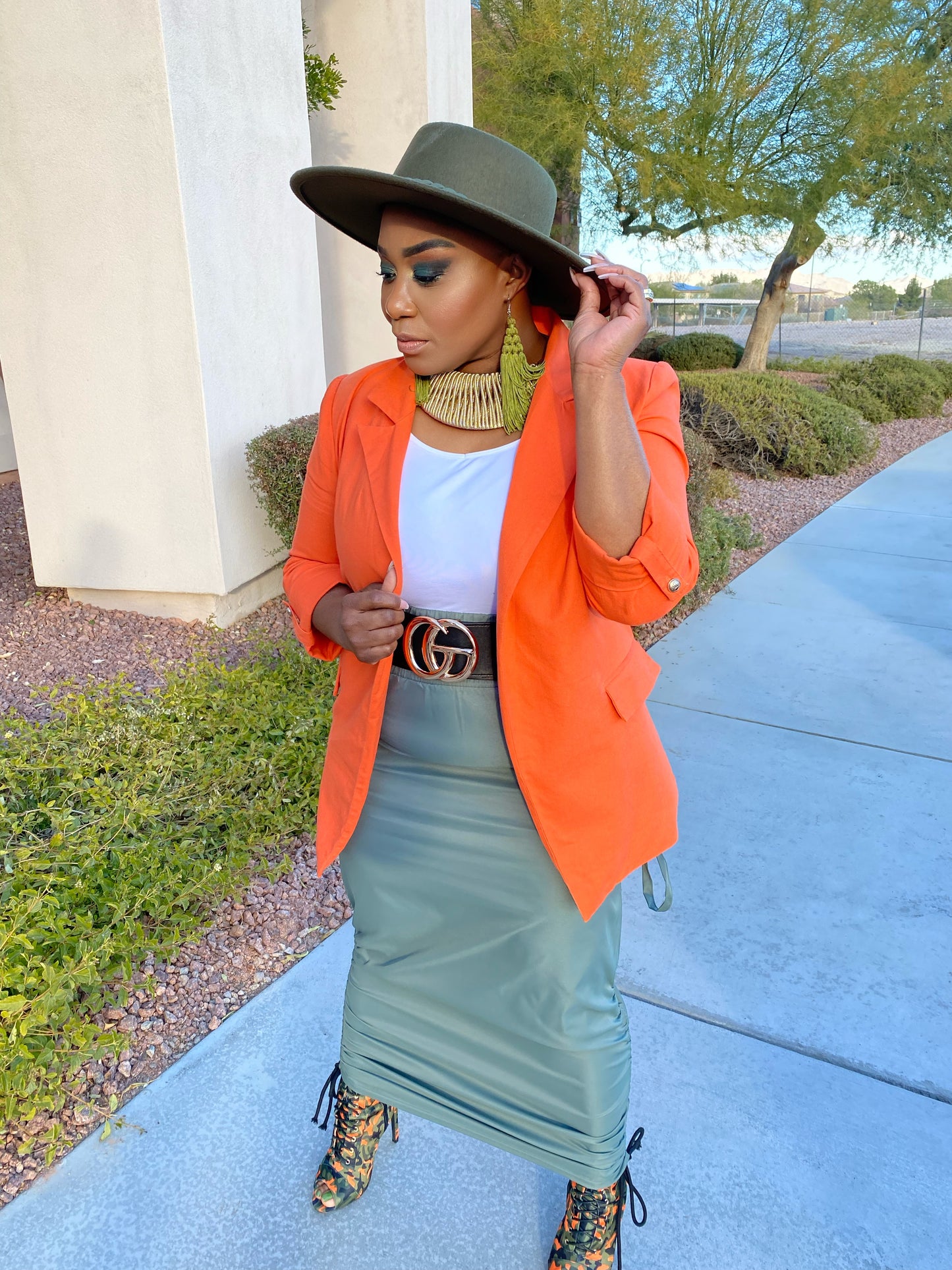 Olive Windbreaker Skirt